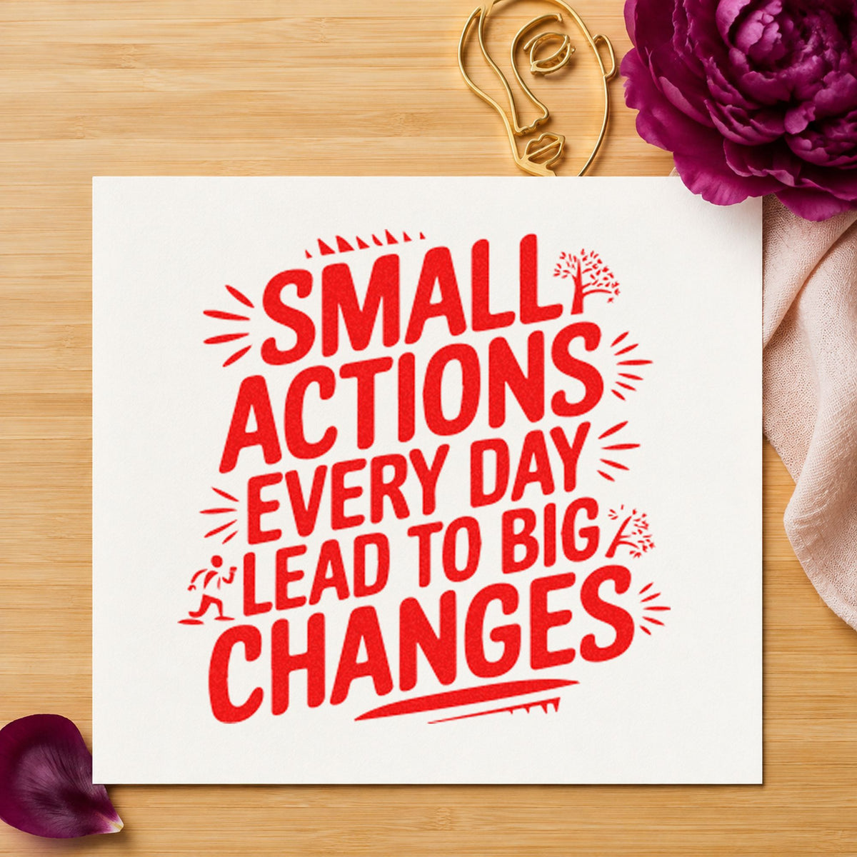 Duo Hand Small Actions Big Changes Rubber Stamp in use 7