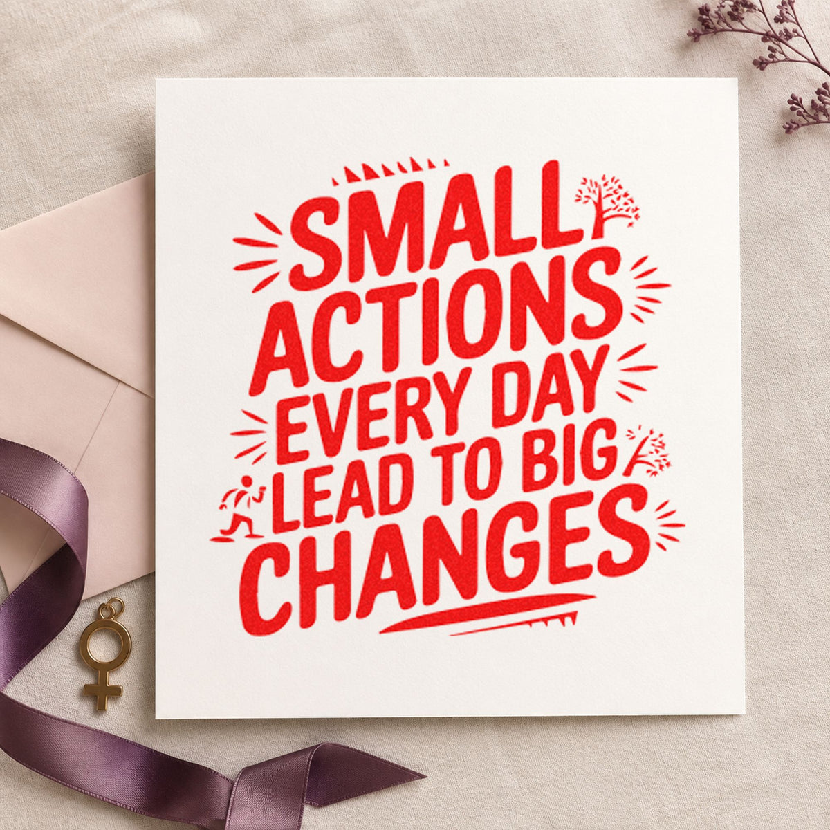 Small Actions Big Changes Wood Handle Stamp in use 8