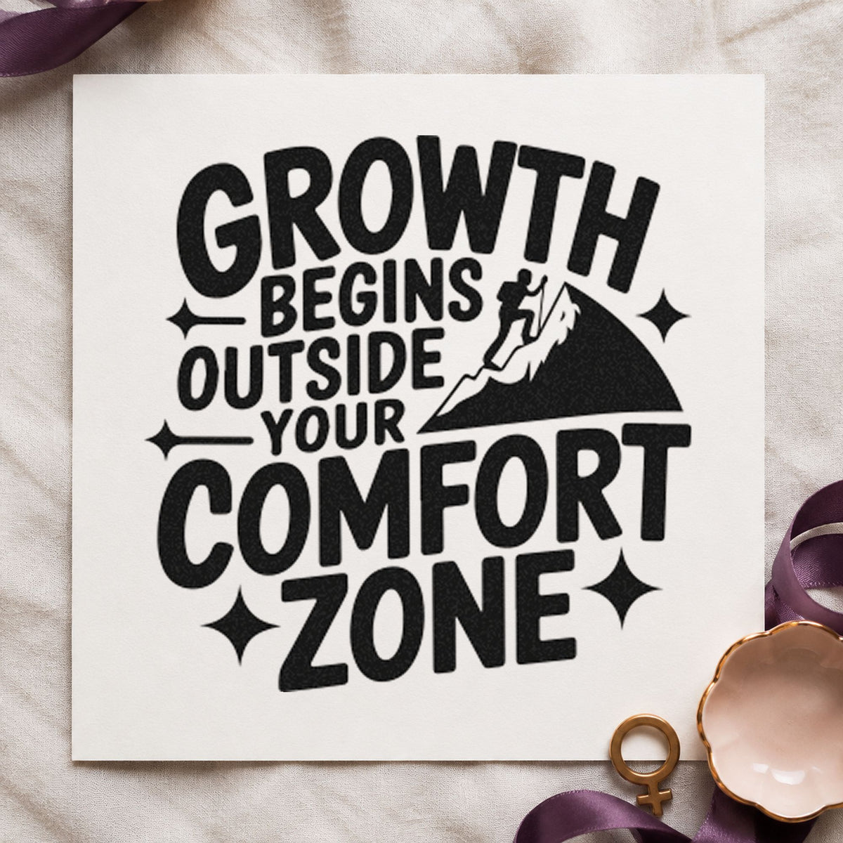 Growth Comfort Zone Climber rubber stamp printed in black ink, ready for tiny climber cards and similar paper crafts.