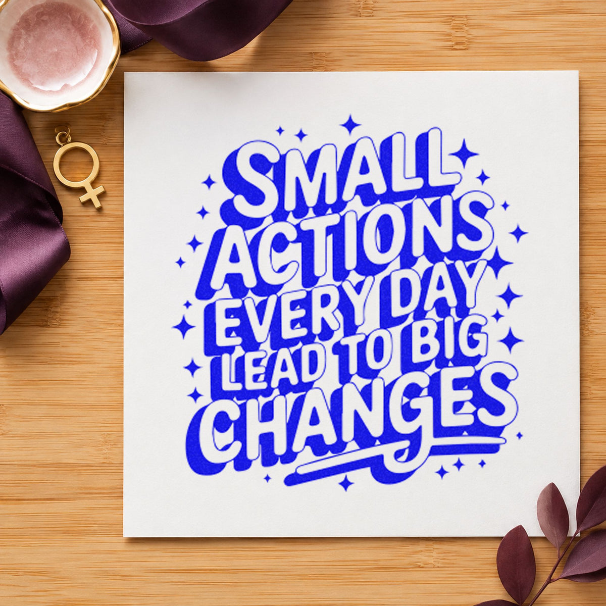 Small Actions Every Day Lead To Big Changes Wood-Mounted Rubber Stamp in use 5