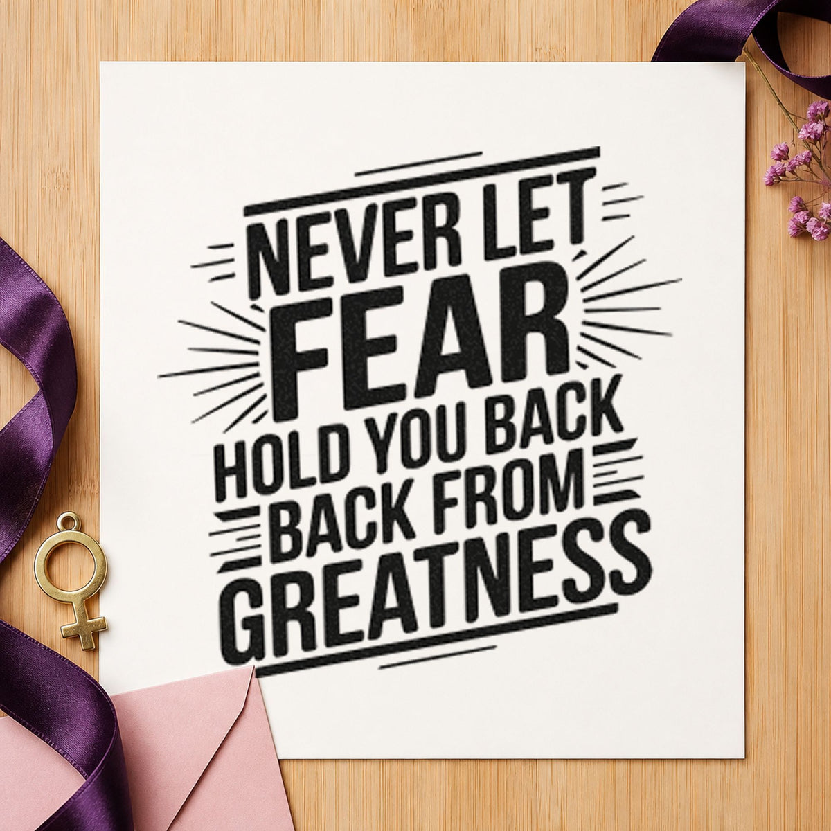 Never Let Fear Hold craft stamp imprint in black ink on a handmade project, one idea being pinnie kit gift tags.