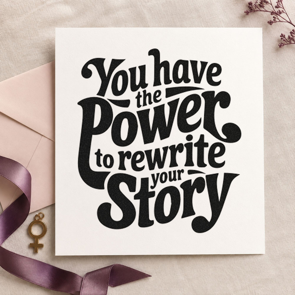 Power Rewrite Your Story craft stamp in black ink on cardstock, an easy option for reading music album page.