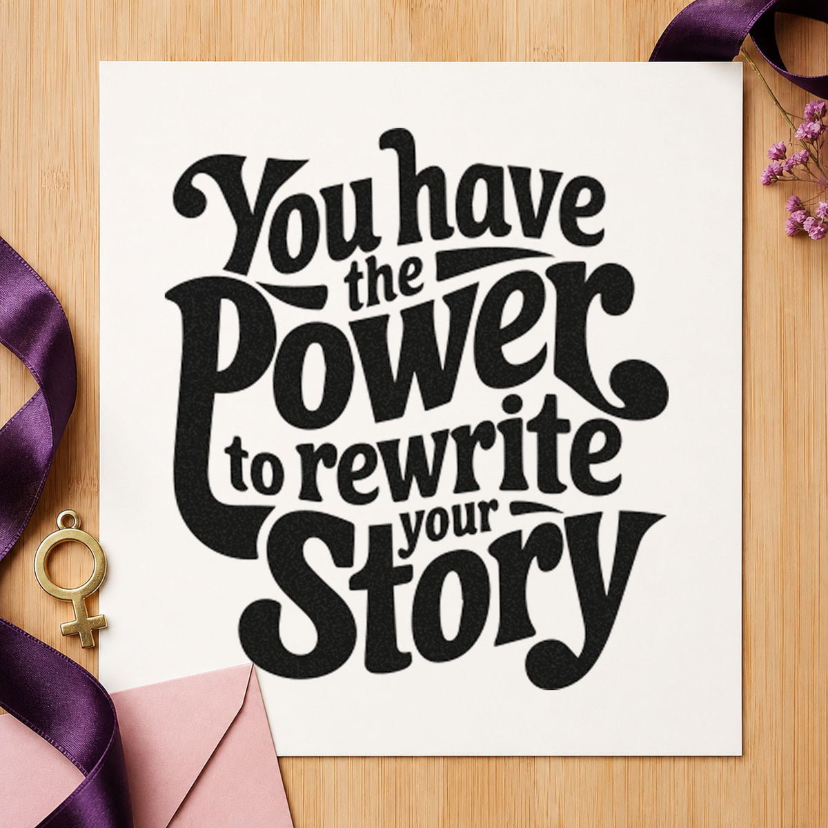 Power Rewrite Your Story rubber stamp printed in black ink, ready for note drill sheet and similar paper crafts.