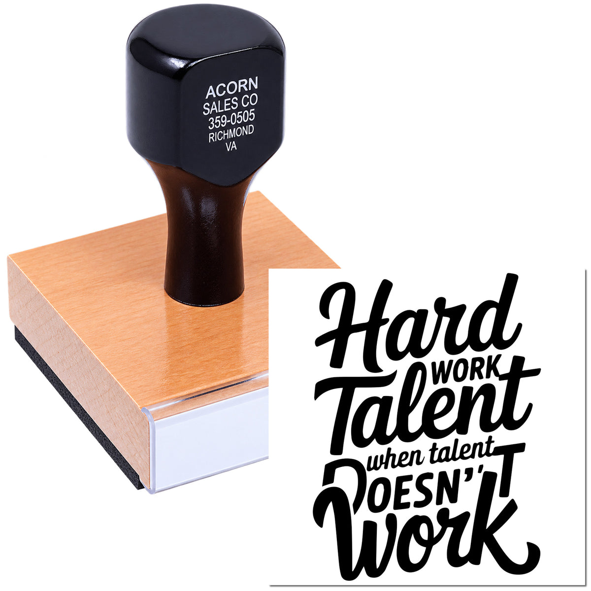 Custom rubber stamp with motivational quote, ideal for branding packaging, crafts, and handmade business use.