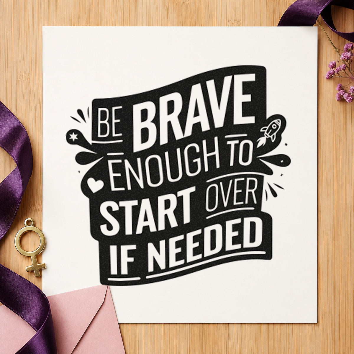 Brave Start Over Banner rubber stamp printed in black ink, ready for credit plan sheet and similar paper crafts.