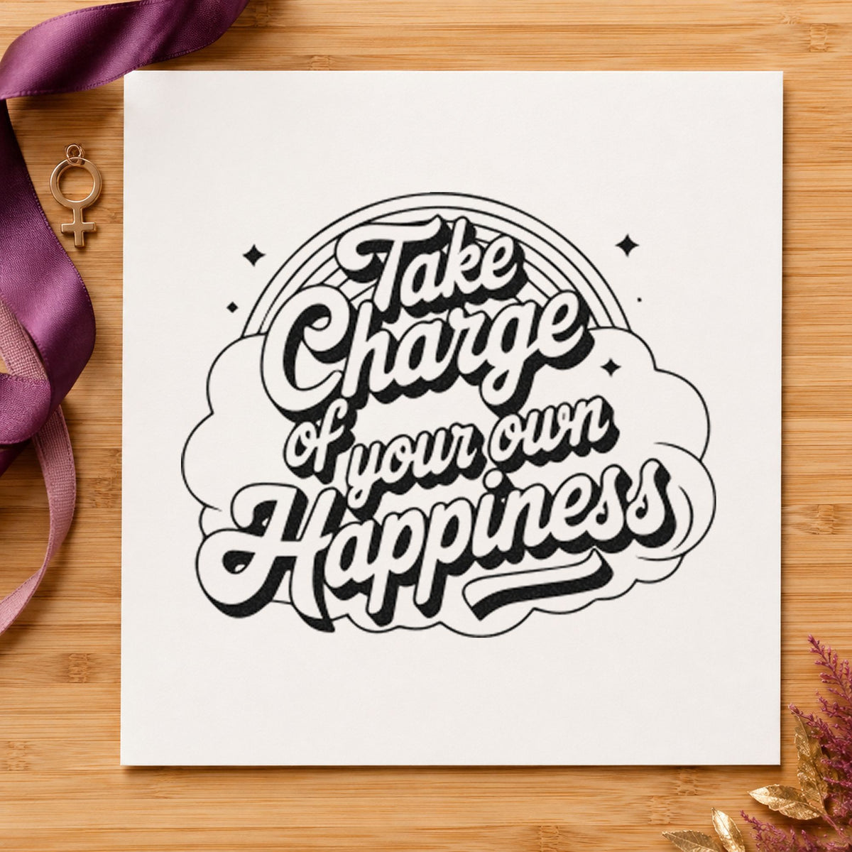 Take Charge Own Happiness Self-Inking Stamp in use 10