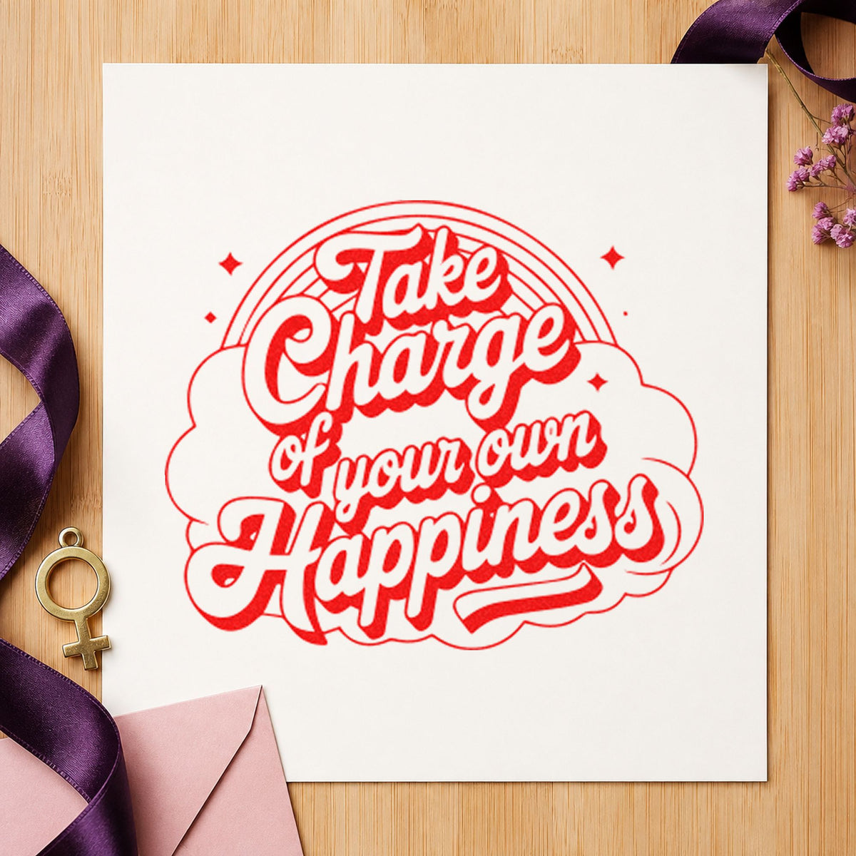 Take Charge Own Happiness Slim Pre-Inked Stamp in use 7
