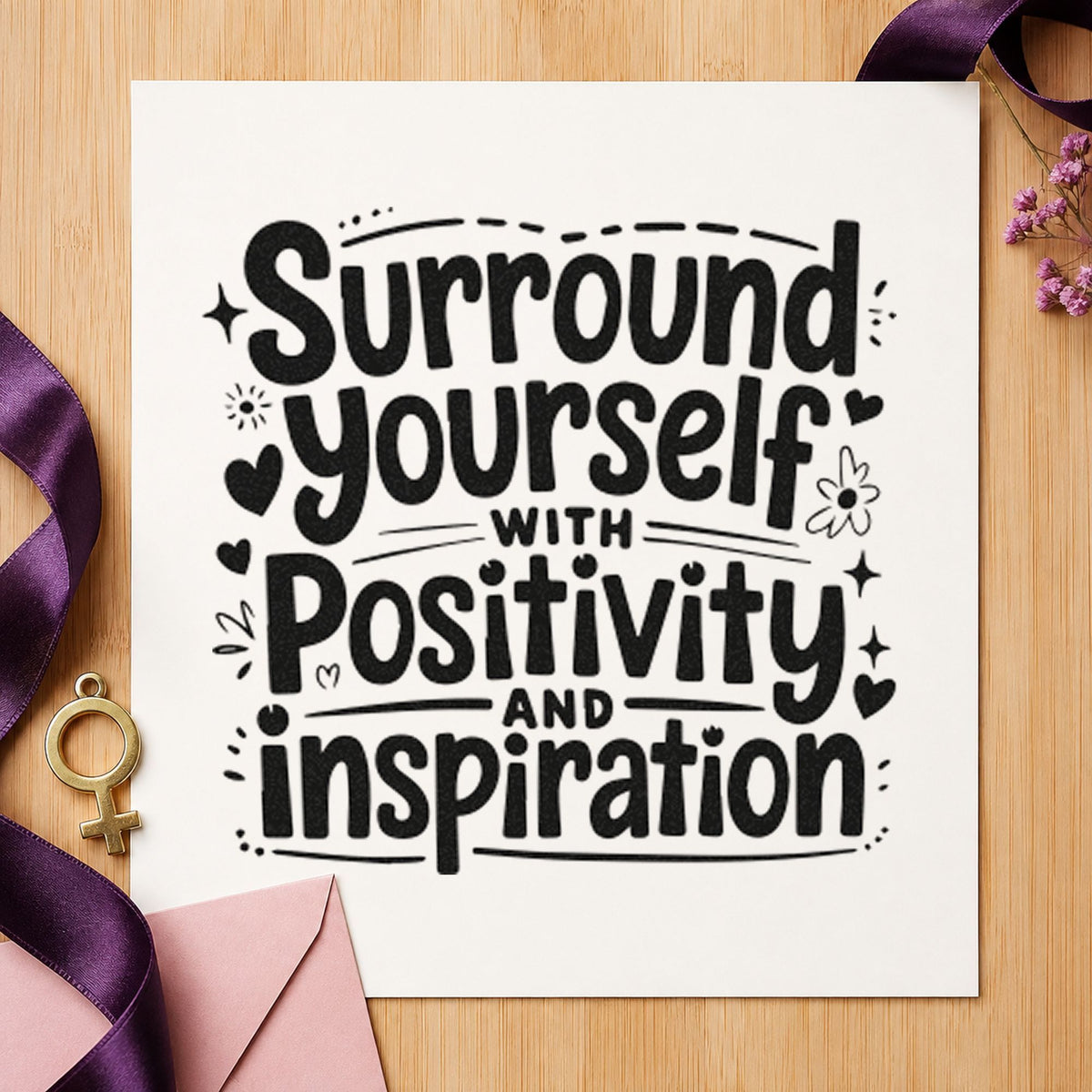 Surround Yourself With Positivity Pre-Inked Stamp – PSI in use 3