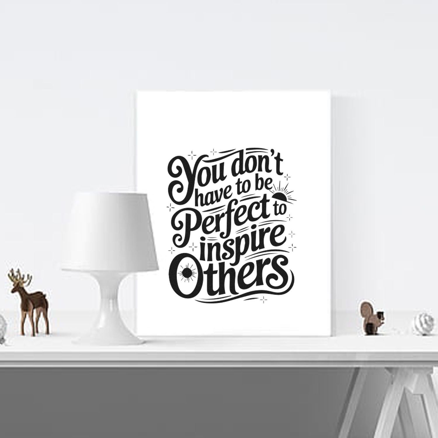 Motivational rubber stamp design with quote, "You don't have to be perfect to inspire others" for inspirational crafting.
