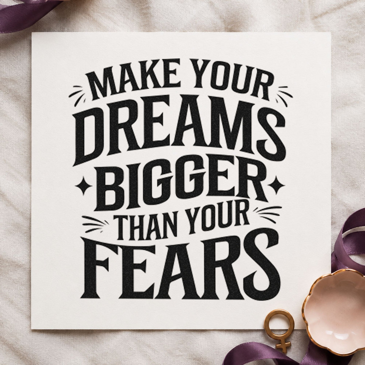 Dreams Bigger Than Fears craft stamp in black ink on cardstock, an easy option for rodeo album page.