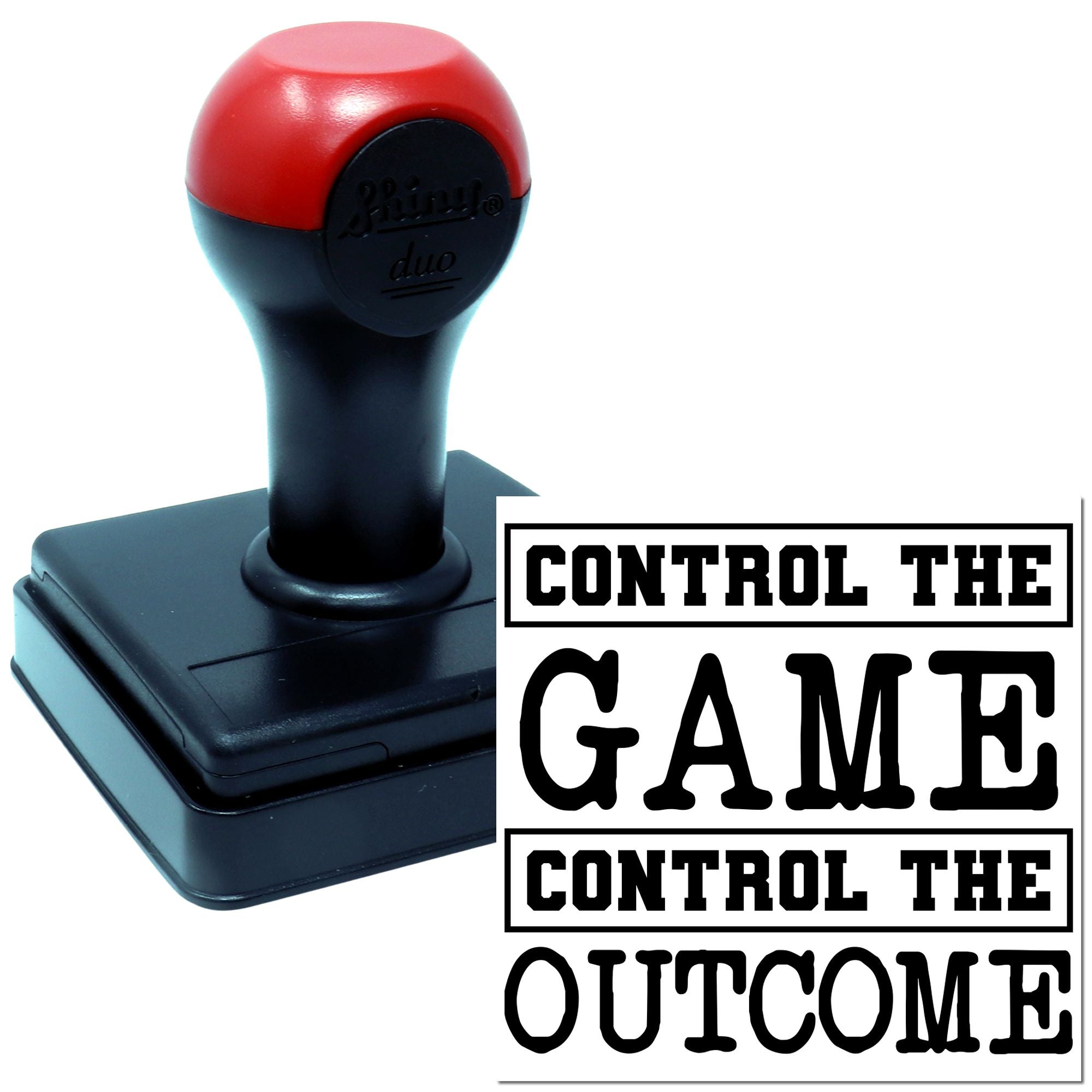 Self-inking rubber stamp with custom Control the Game imprint for sports, gaming, or branding use.