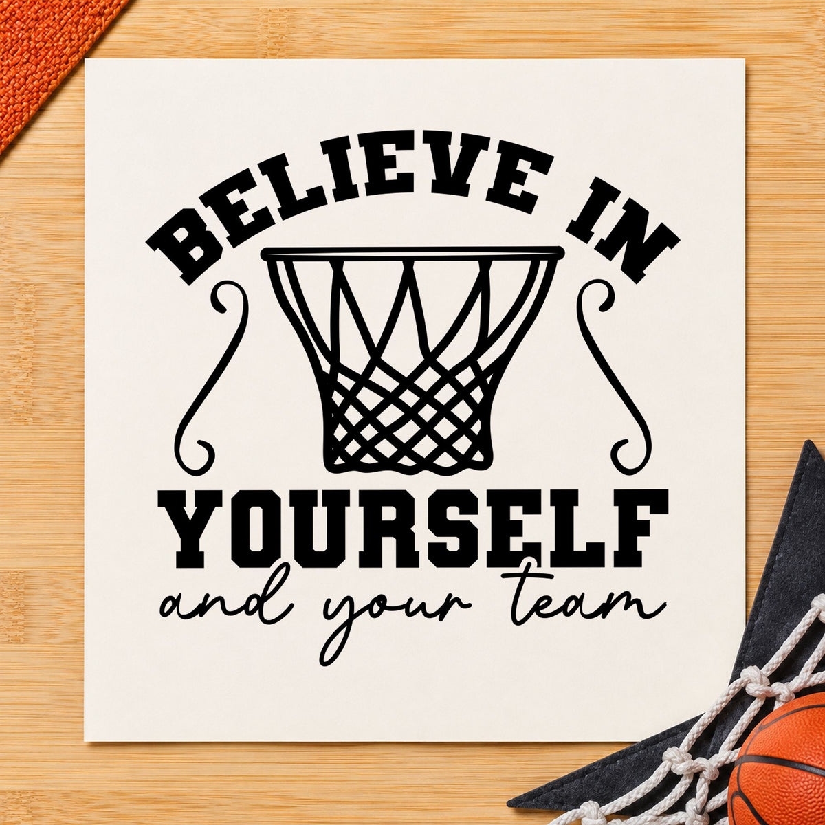 Believe In Yourself And Your Team Rubber Stamp – Wood Handle in use 4