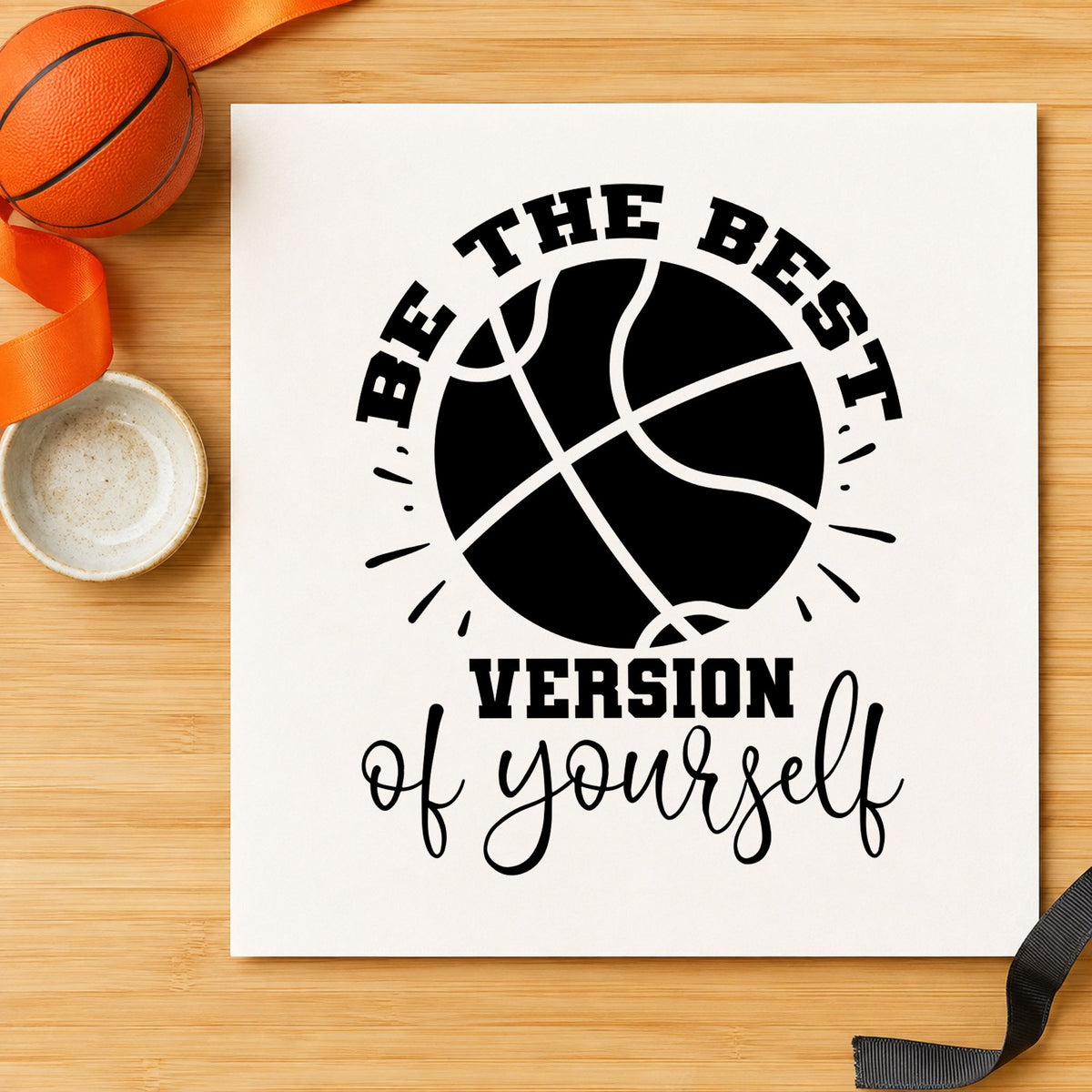 Best Version Of Yourself craft stamp imprint in black ink on a handmade project, one idea being session pack gift tags.