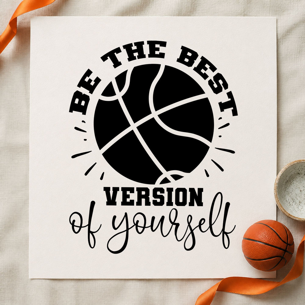 Best Version Of Yourself rubber stamp printed in black ink, ready for radiating ball cards and similar paper crafts.