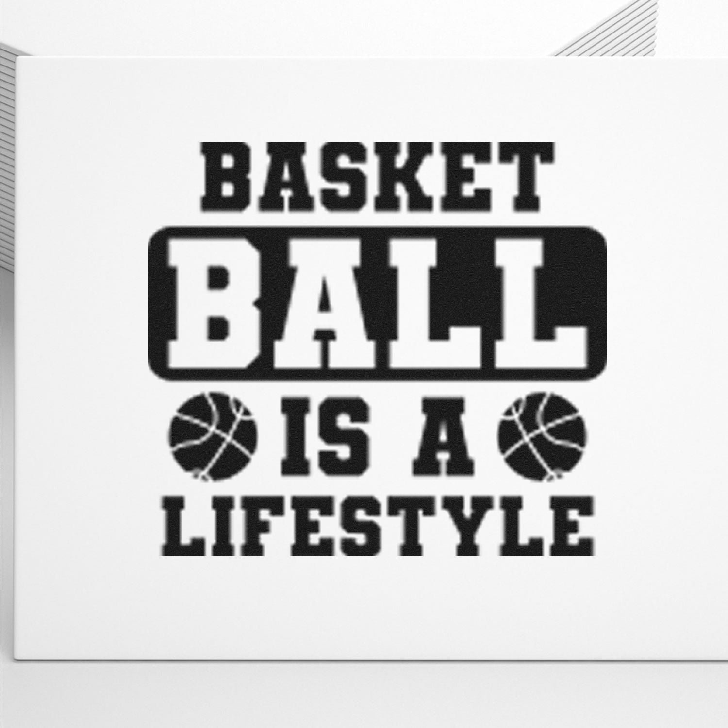 Basketball is a lifestyle rubber stamp design with bold typography and basketball icons.