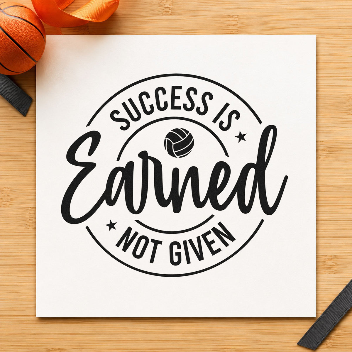 Success Earned Circular Badge rubber stamp printed in black ink, ready for circular badge cards and similar paper crafts.