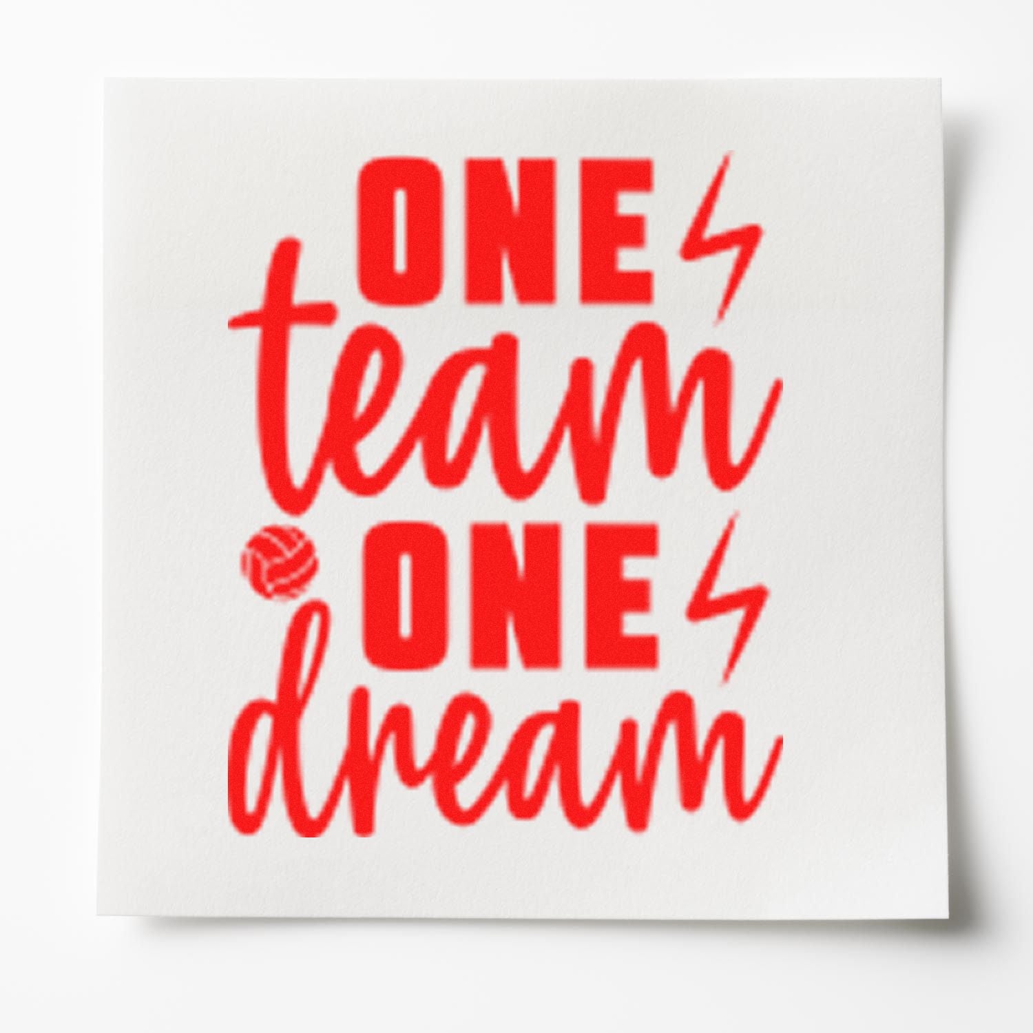 One Team One Dream rubber stamp design with volleyball icon for team spirit, coach gifts, and sports branding.