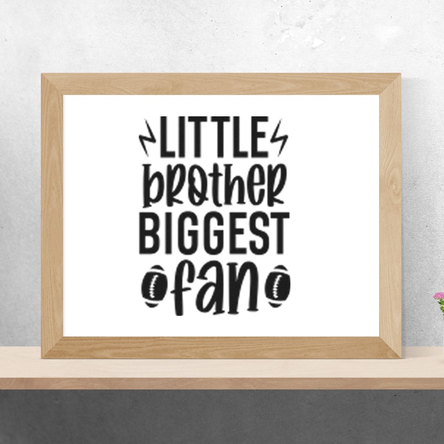 Little Brother Biggest Fan football rubber stamp design for custom sports gifts and fan merch.