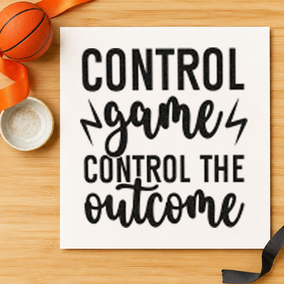 Control Game Control Outcome craft stamp in black ink on cardstock, an easy option for film study album page.