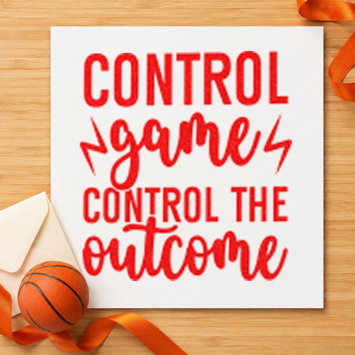 Control Game Control Outcome rubber stamp shown in red ink, stamped for projects such as bin drive labels.