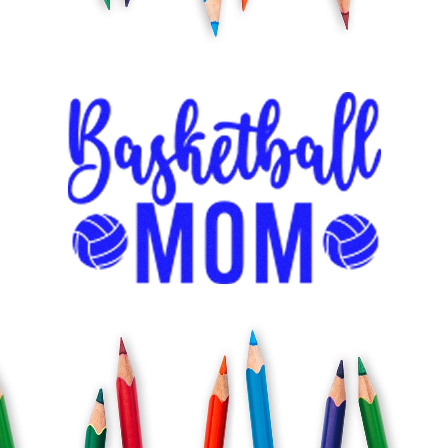 Basketball Mom rubber stamp design for sports-themed crafts, cards, and scrapbook projects.