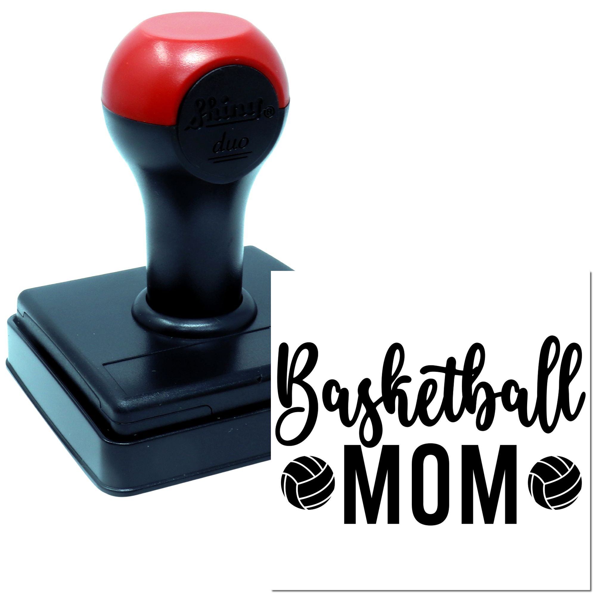 Self-inking Basketball Mom rubber stamp with custom sports design, ideal for personalized basketball-themed crafts and gifts.