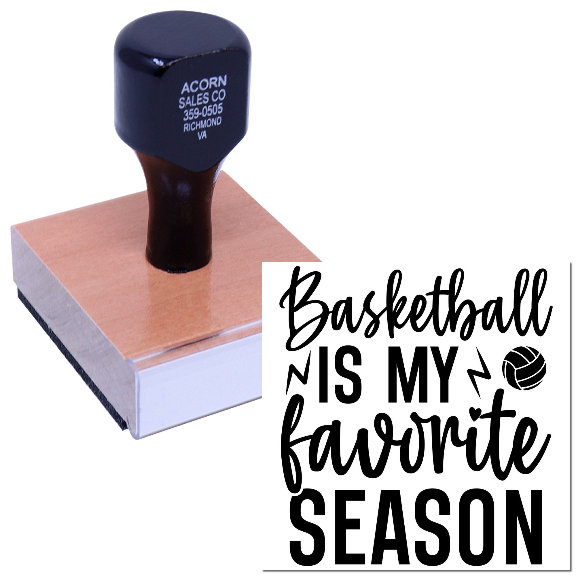 Custom basketball is my favorite season rubber stamp with handle for sports crafts, cards, and fan projects.