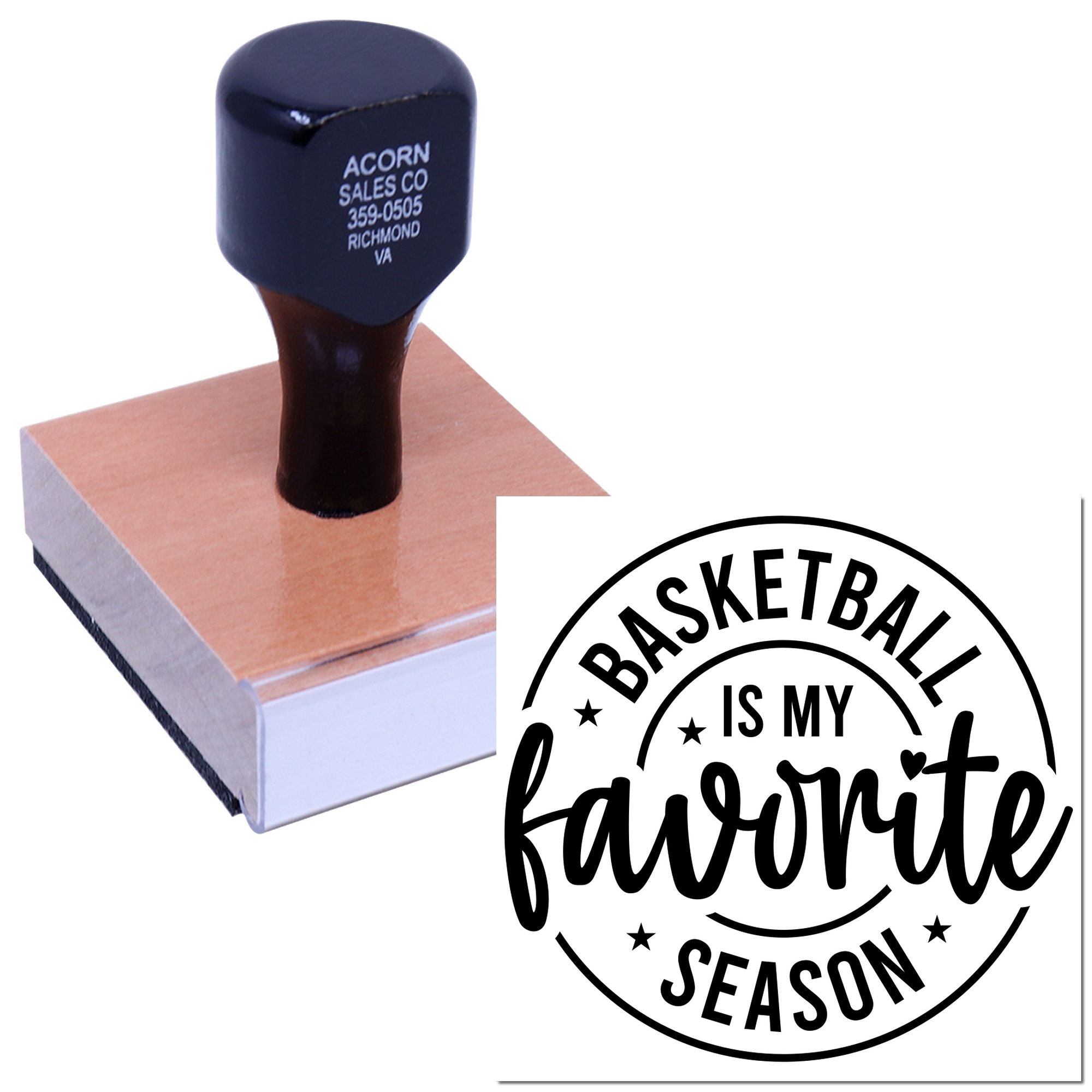 Custom basketball rubber stamp with Basketball is my favorite season design for sports-themed crafts and packaging