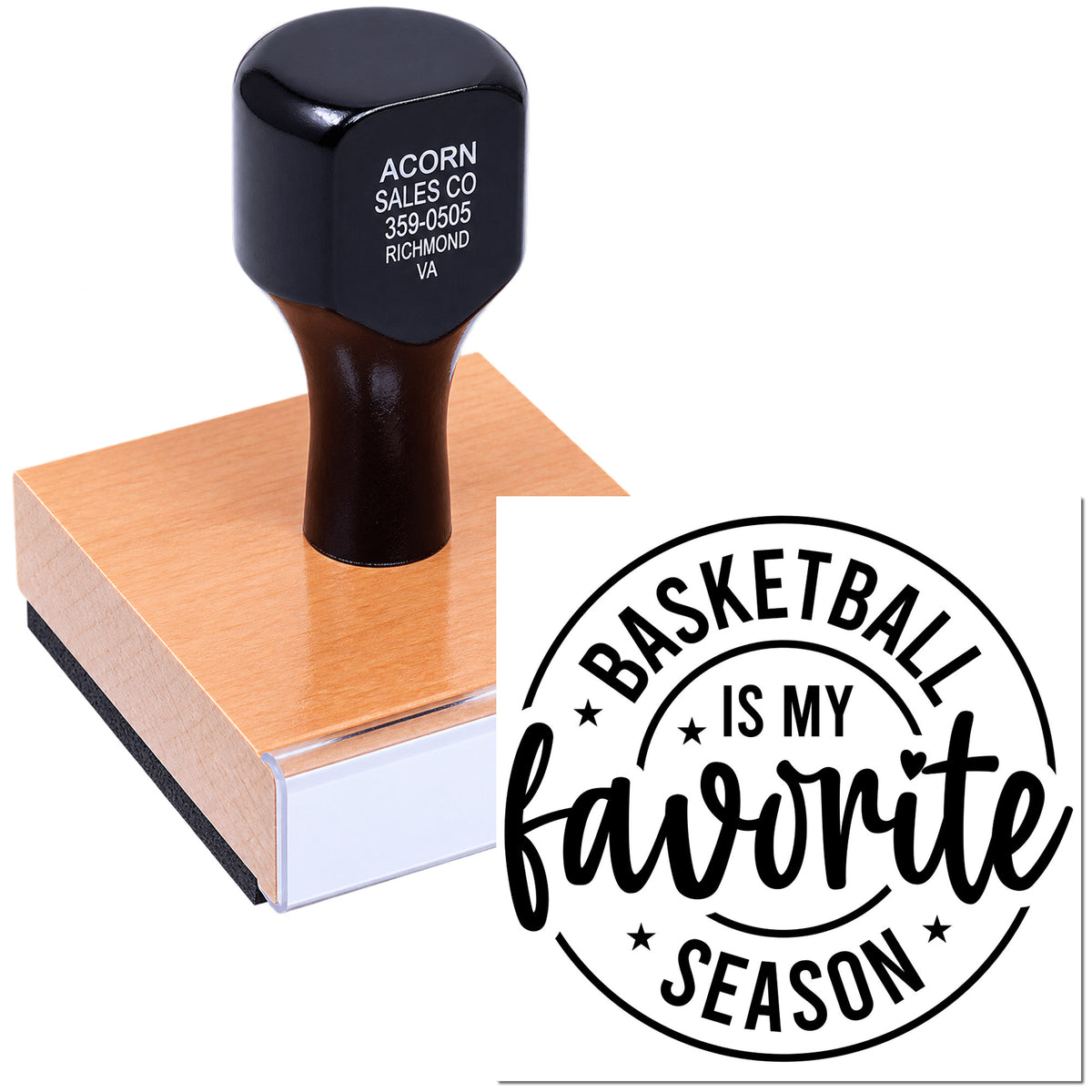 Custom basketball rubber stamp with Basketball is my favorite season design for sports-themed crafts and packaging