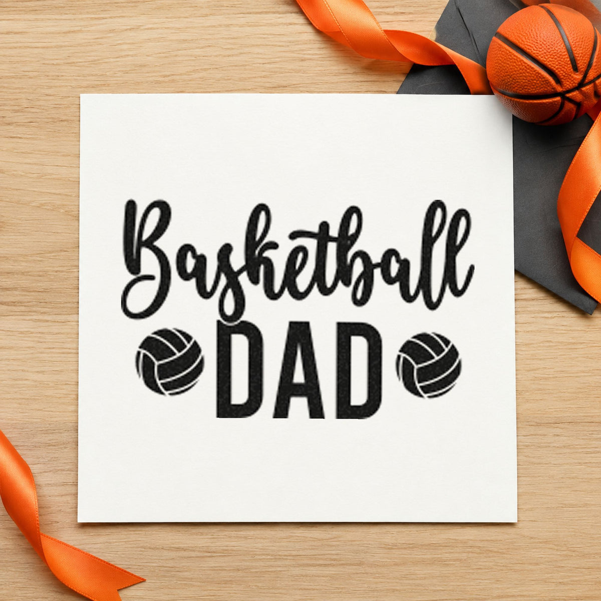Basketball Dad Paneled Balls rubber stamp printed in black ink, ready for tailgate plan sheet and similar paper crafts.