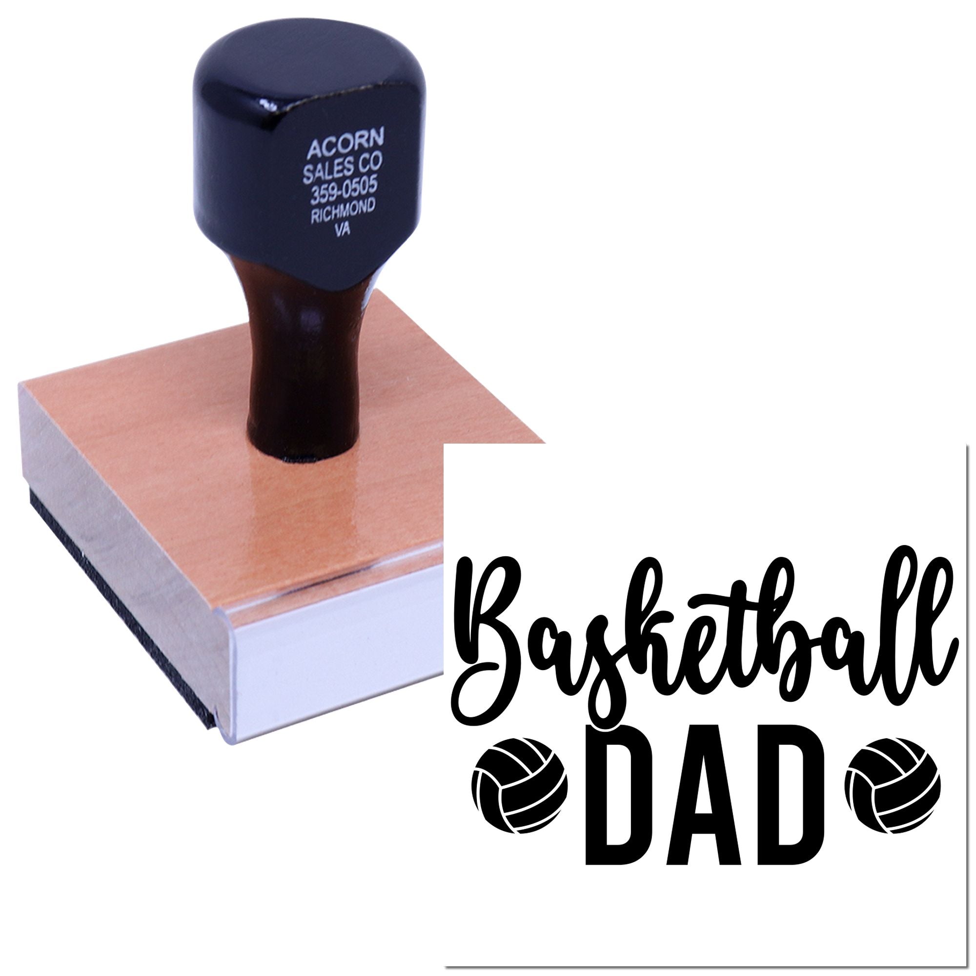 Custom basketball dad rubber stamp for personalized sports gifts, cards, and craft projects.