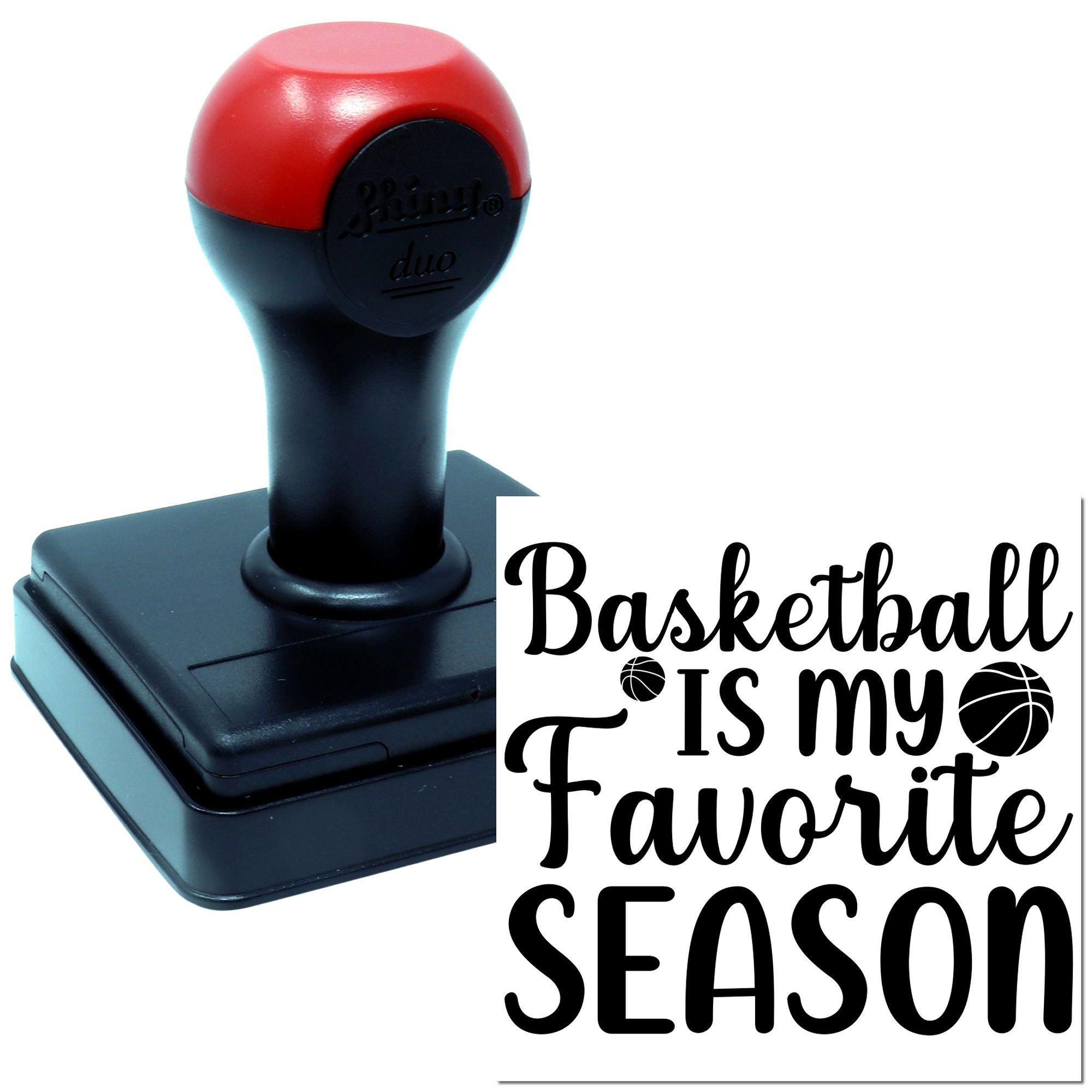 Basketball is my favorite season self-inking rubber stamp with basketball icons for sports fans and custom craft projects.