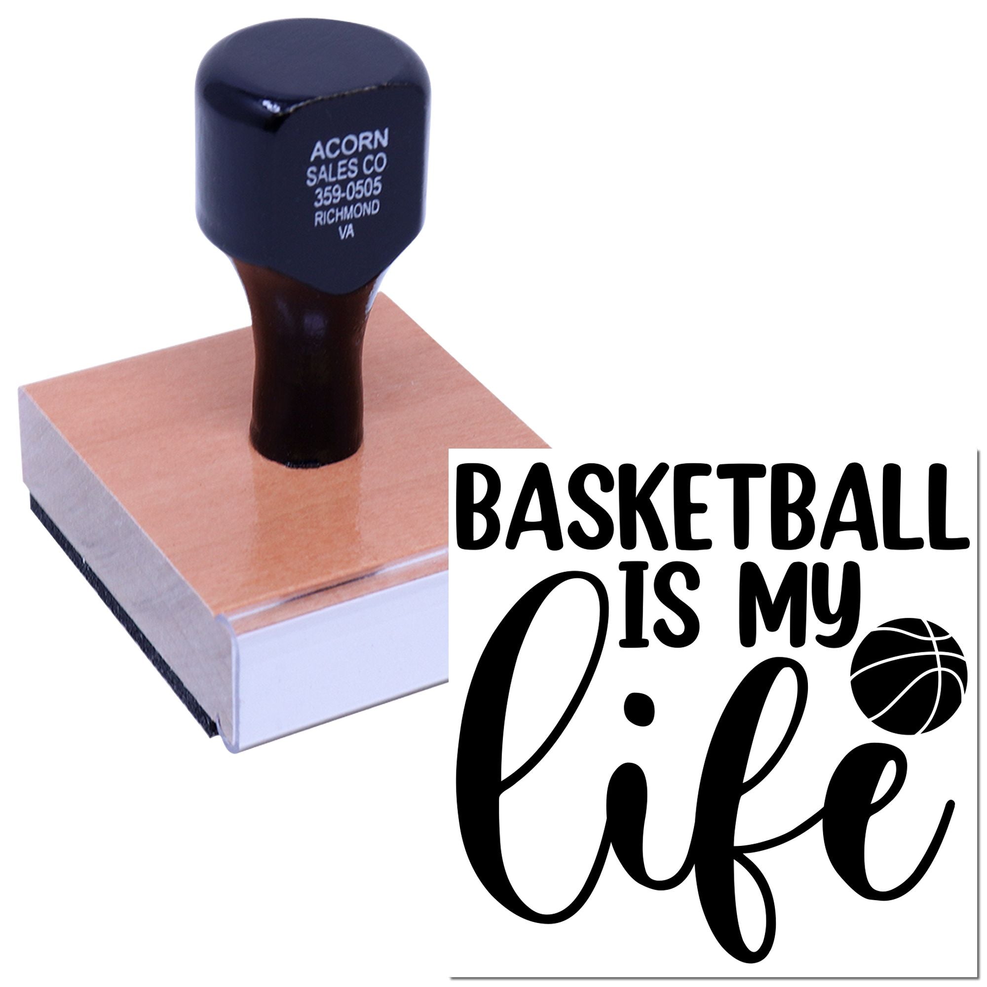 Basketball is my life rubber stamp design for sports fans, team crafts, scrapbooking, and custom stationery.