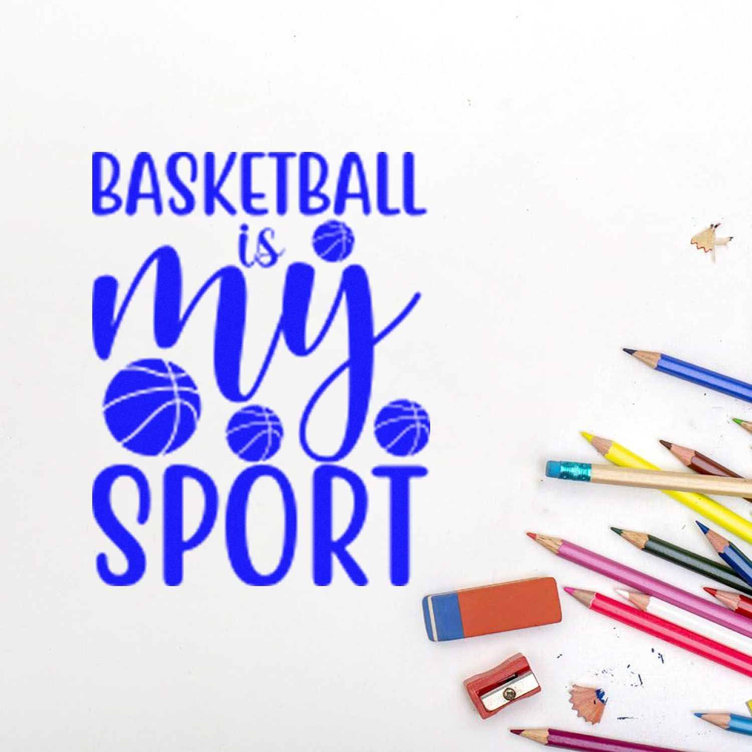 Basketball is my sport rubber stamp design for school crafts, sports scrapbooking, and DIY gifts.