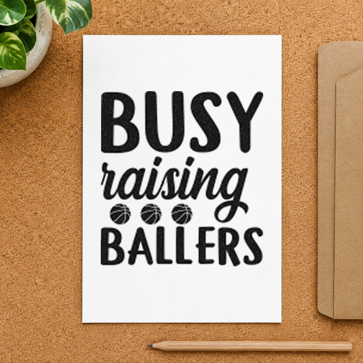 Busy Raising Ballers Quote Self-Inking Stamp in use 4