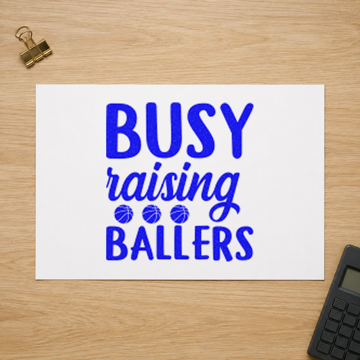 Busy Raising Ballers Quote Self-Inking Stamp in use 5