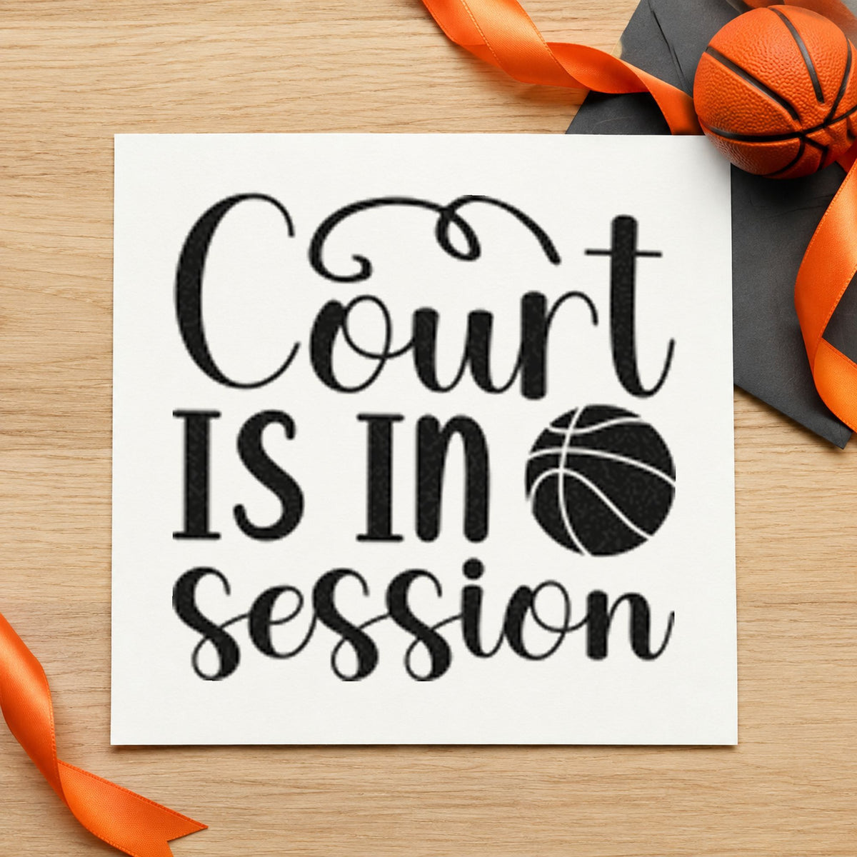 Court Is In Session rubber stamp printed in black ink, ready for setup task sheet and similar paper crafts.