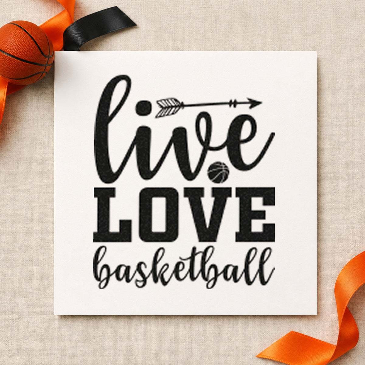 Live Love Basketball Arrow PSI Pre-Inked Stamp in use 3