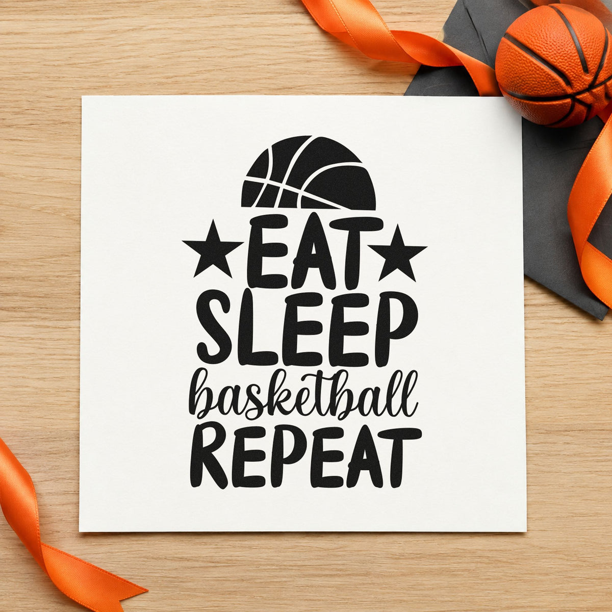 Eat Sleep Basketball Repeat Slim Pre-Inked Stamp in use 10