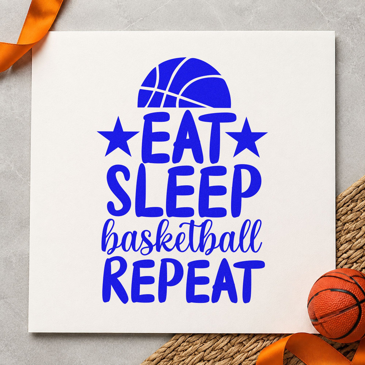 Eat Sleep Basketball Repeat Stamp – Duo Hand in use 5