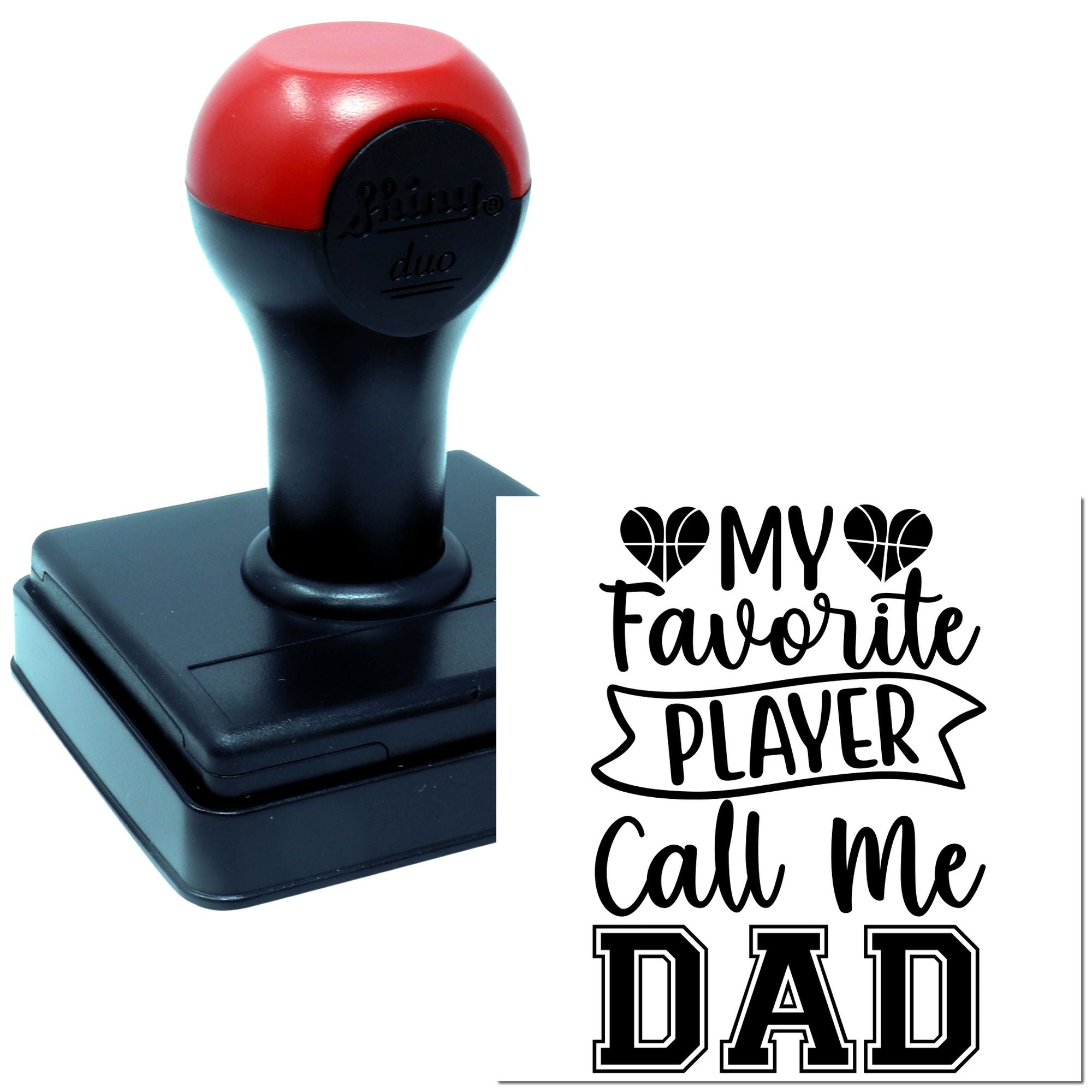Custom self-inking rubber stamp with My Favorite Player Call Me Dad design for sports dad gifts and team memorabilia.