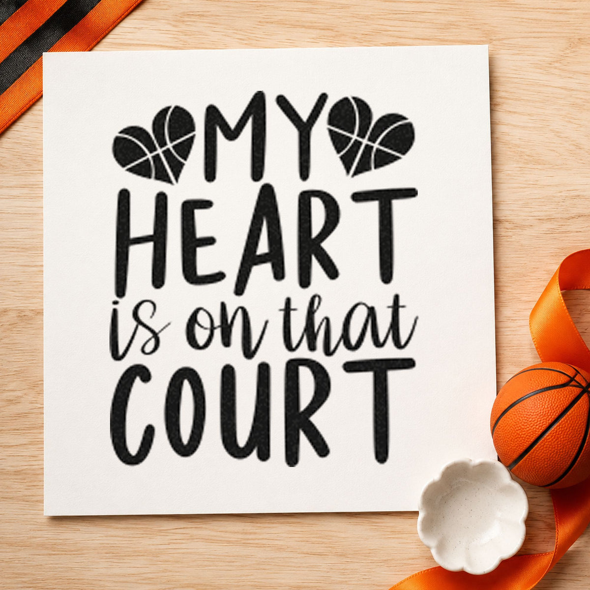 My Heart Is On That Court Slim Pre-Inked Stamp in use 4