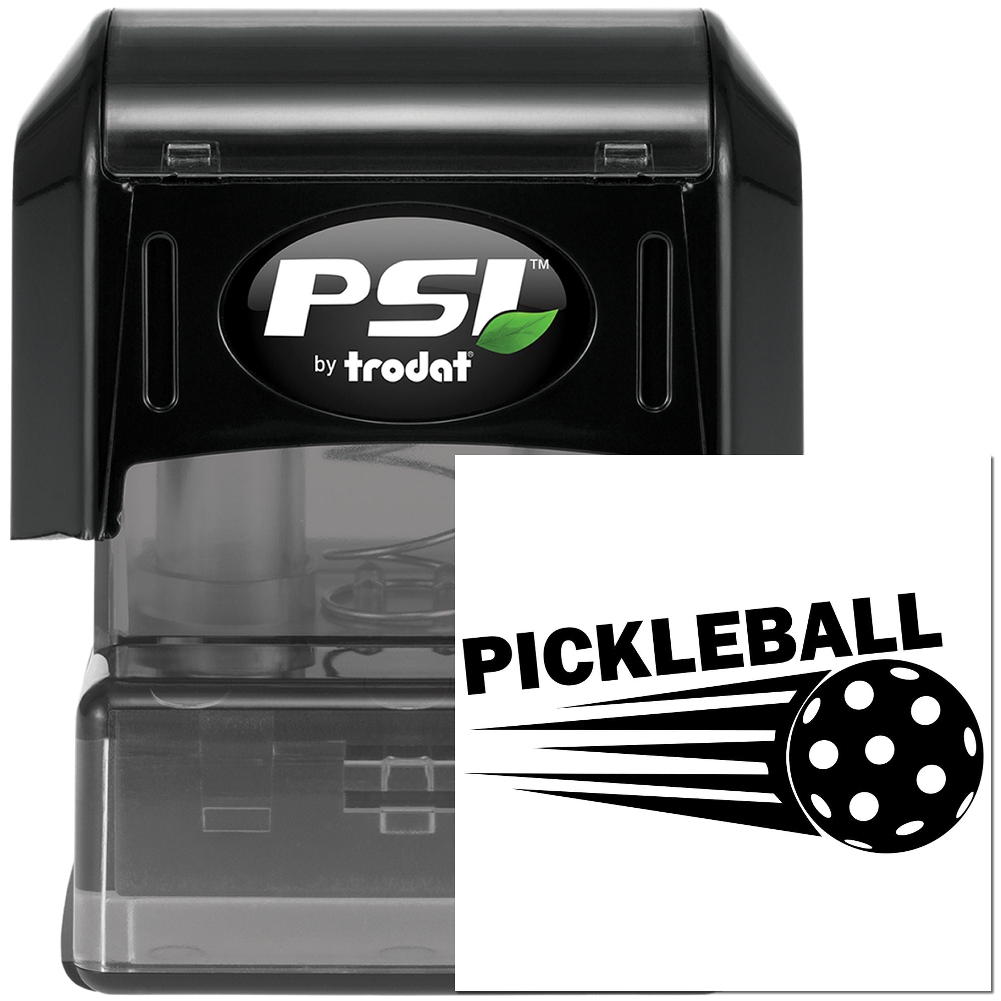 PSI by Trodat self-inking rubber stamp with pickleball design for custom sports branding and event marking