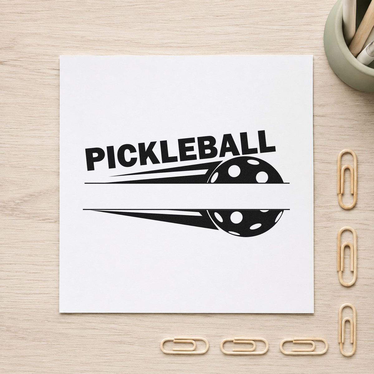 Pickleball Speed Blank Banner rubber stamp printed in black ink, ready for pledge track sheet and similar paper crafts.