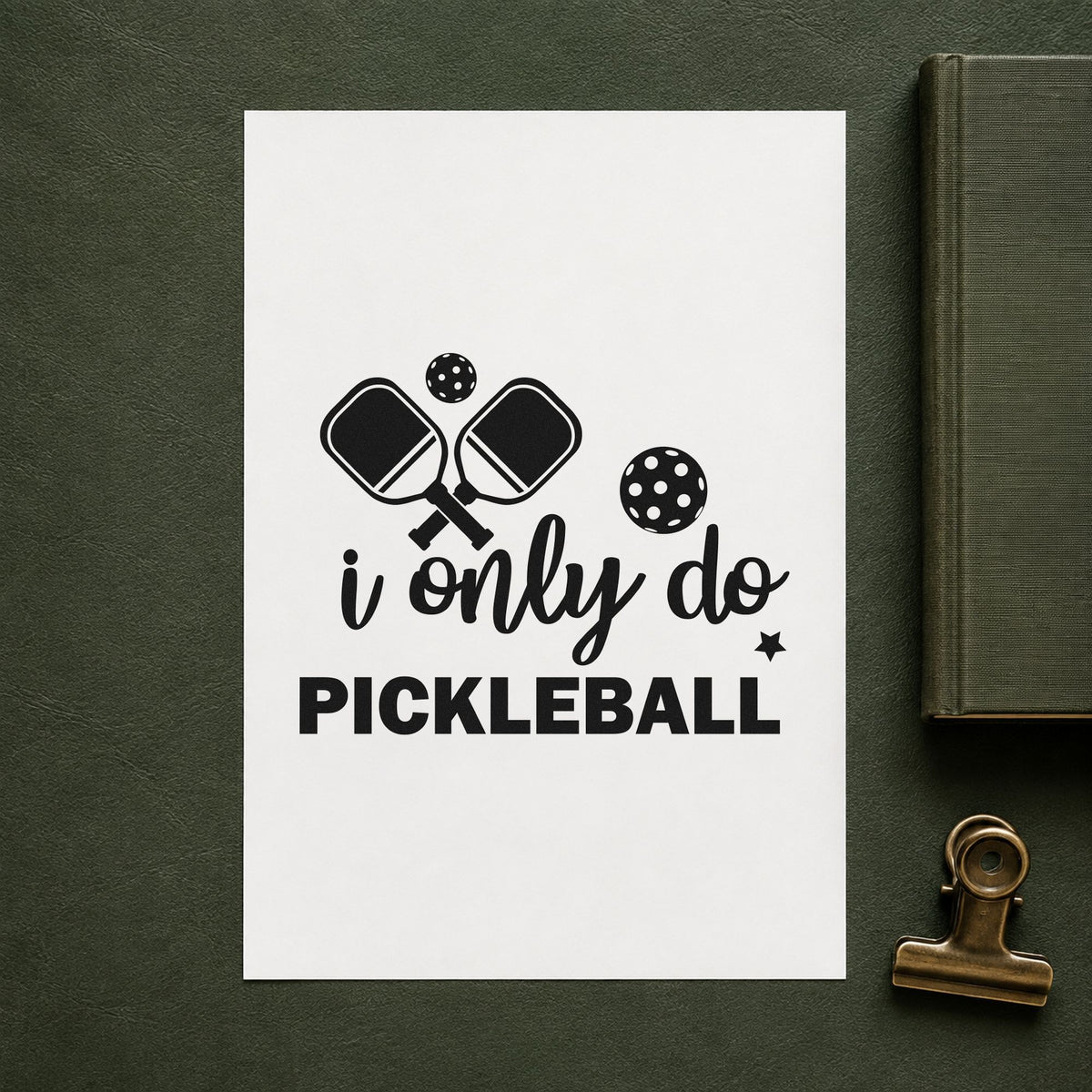 Only Do Pickleball Quote craft stamp imprint in black ink on a handmade project, one idea being grip tape gift tags.