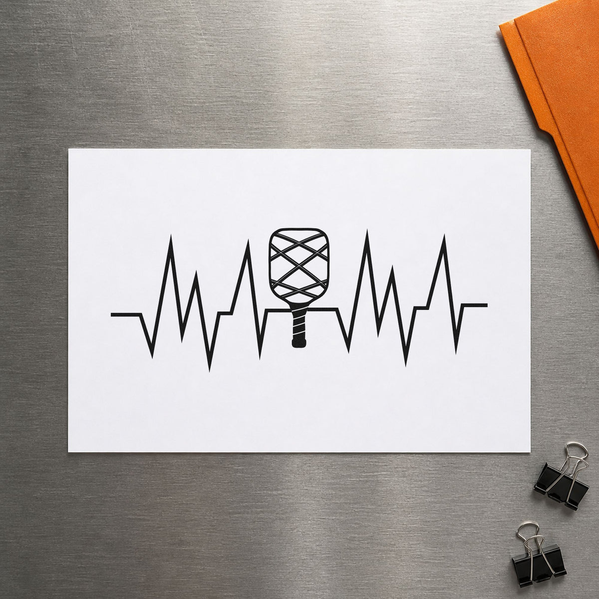 Crosshatched Paddle Heartbeat Line rubber stamp printed in black ink, ready for session plan sheet and similar paper crafts.