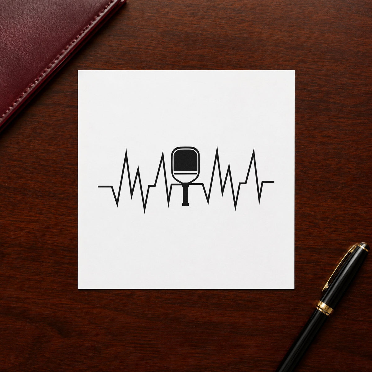 Solid Paddle Heartbeat Line rubber stamp printed in black ink, ready for slot signup sheet and similar paper crafts.