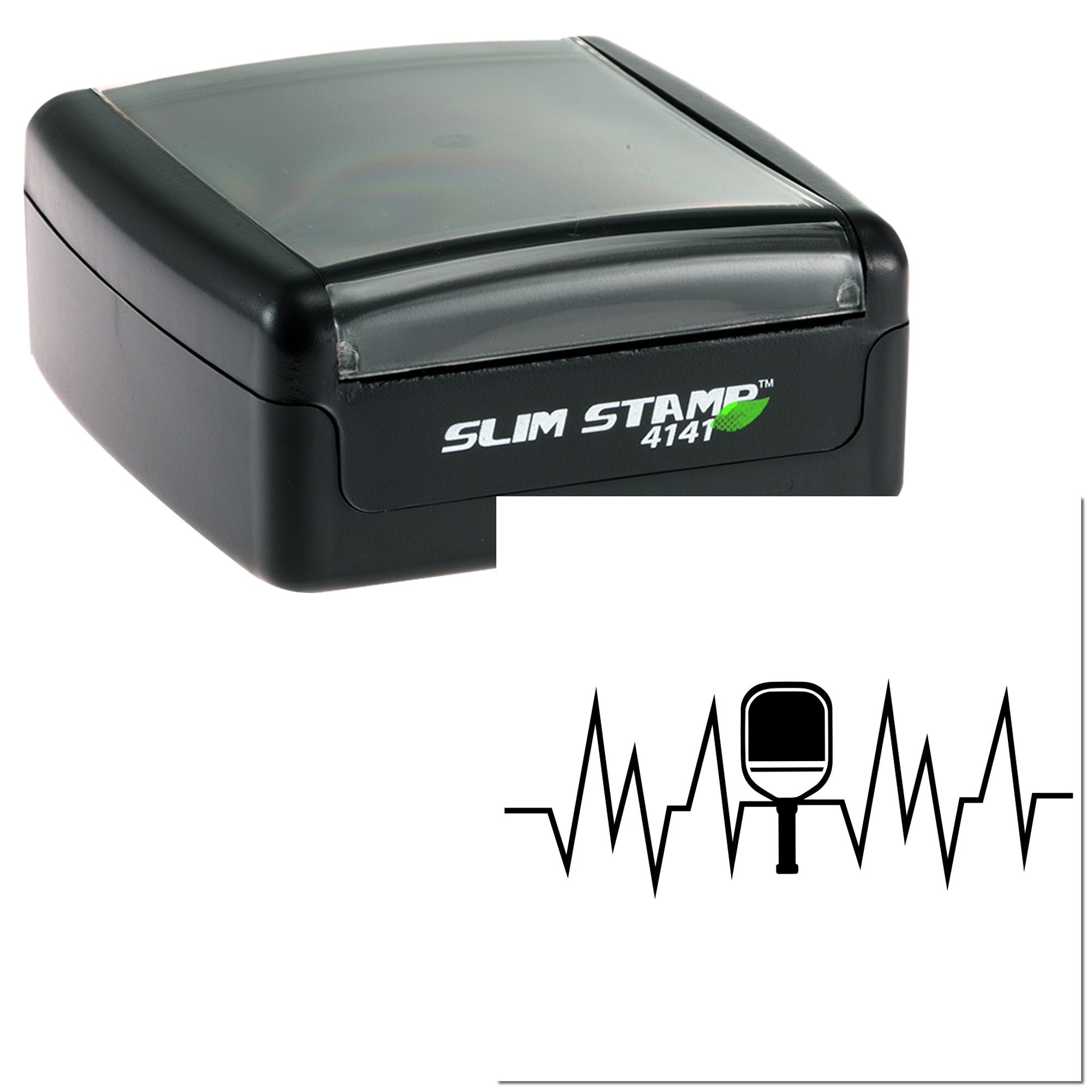 Slim Stamp 4141 self-inking rubber stamp, compact black office stamp for crisp custom impressions