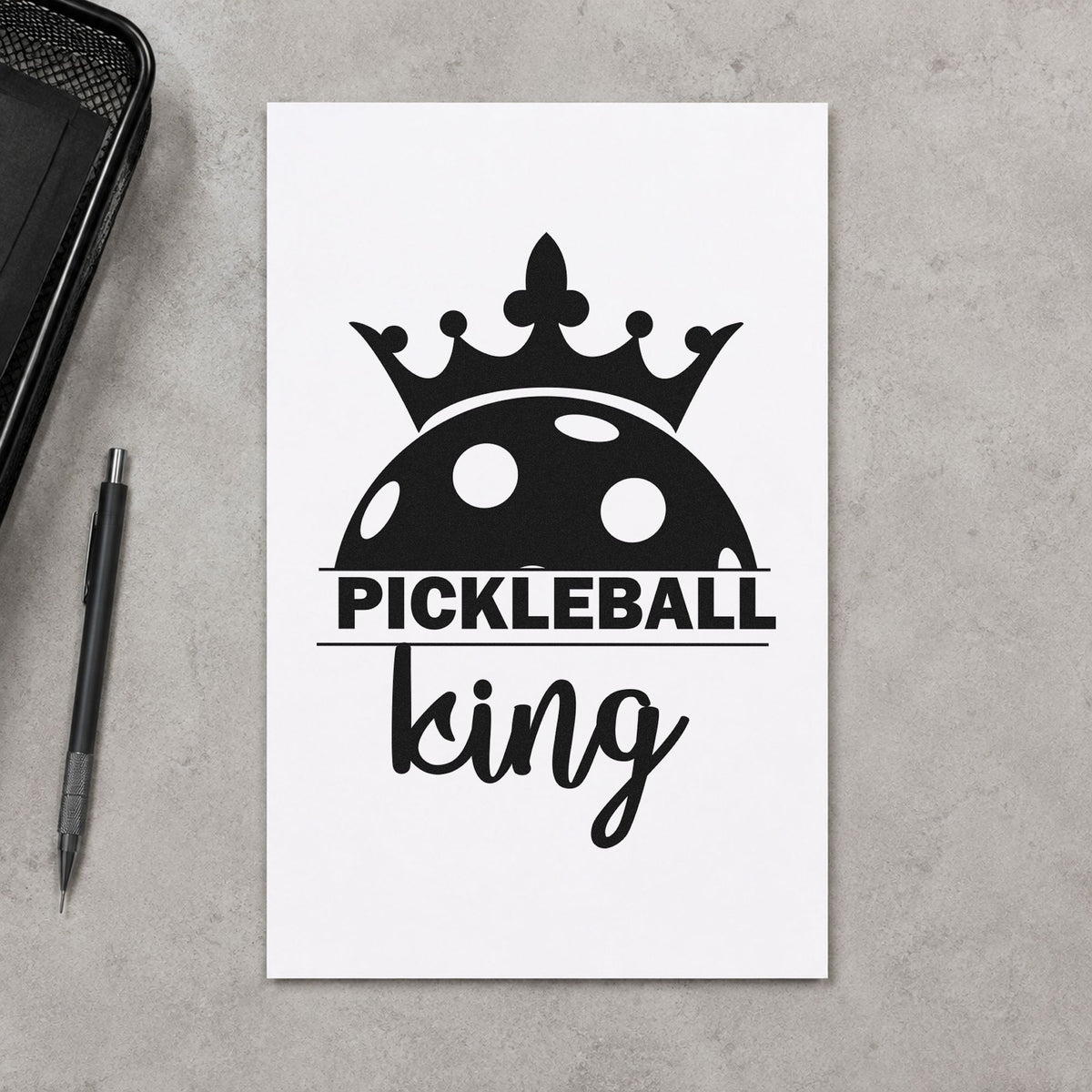 Pickleball King Crowned Ball Rubber Stamp – Duo Hand in use 10