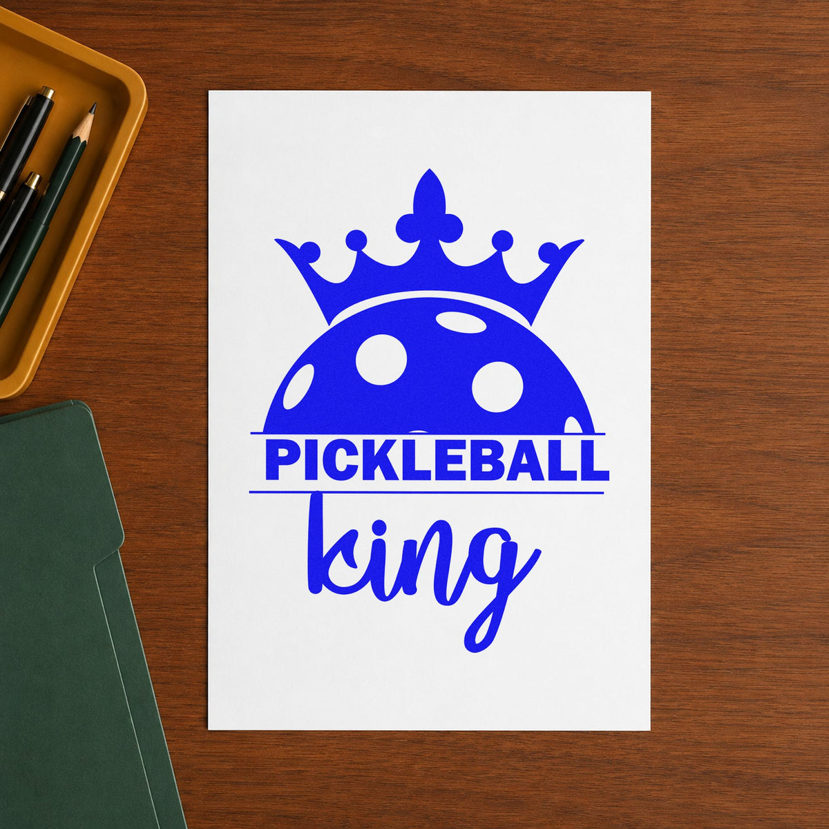Pickleball King Crowned Ball Wood Handle Stamp in use 5